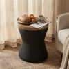 product-fancy-6fef389b-8335-4028-96b5-77c23ec5f6f8 17" Outdoor Indoor Side Table for Patio, Accent Decorative Garden Stool Wooden-Look Top Concrete Table for Room Bedroom, Garden, Backyard