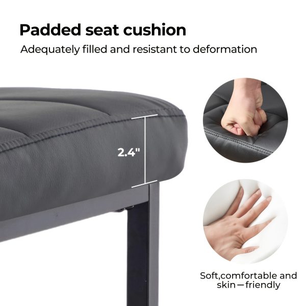 product-fancy-70079115-a148-4be0-bafe-b02f96ef7211 DMKAI Set Of 2 Modern Counter Height Bar Stools - Black Faux Leather Upholstered, Diamond-Tufted Seat, Sturdy Black Metal Cantilever Base with Footrest | Minimalist Bar Stools for Kitchen Island
