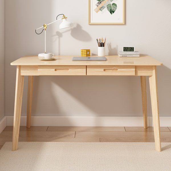 product-fancy-700ff0be-8bf0-449f-ab26-40ea20326c41 Modern Office Desk Computer Desk Writing Wood Desk Study Work Desk, With 2 Drawer, Suitable For Study Or Office, Equipped With Two Drawers And Four Legs, Easy To Assemble, Minimalist Design