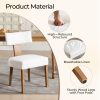 DMKAI Set Of 2 Farmhouse Rustic Dining Chairs - White Upholstered Low-Back Backrest, Natural Wood Frame with Hand-Carved Accents, Sturdy Tapered Legs for Dining Room & Kitchen