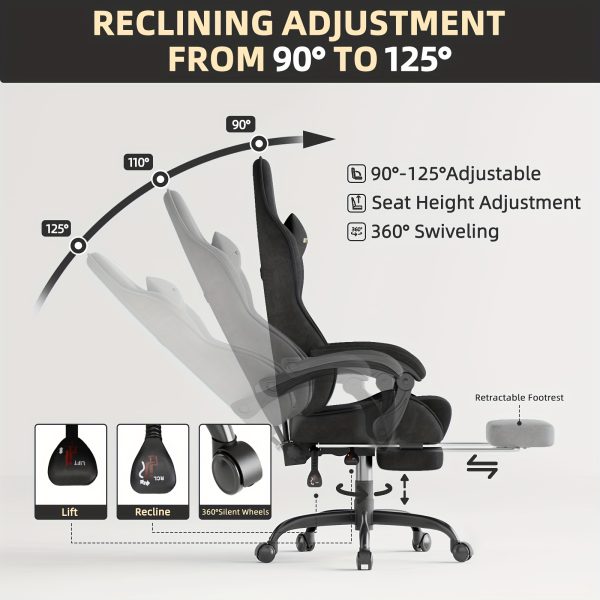 product-fancy-70343181-32a6-4031-b8c9-9a64be008462 Velvet Fabric Ergonomic Gaming Chair with Footrest And Massage, Reclining Computer Gamer Chair for Adult And Teens, Racing Style PC Home Office Video Game Chair