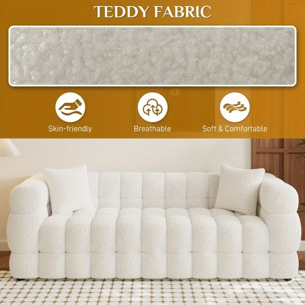 Modern Oversized 59.2" 2-Seater/80.3" 3-Seater Boucle Sofa Couch with 2 Pillows, Comfy Upholstered Sherpa Sofa, Tufted Cozy Deep Seat Cloud Couch for Living Room Apartment Office