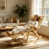 product-fancy-70405fec-a4c7-402b-91a7-0674581e5021 AESOME Loungers Deck Chair Wood Foldable Recliner Zero Gravity Chairs Bamboo Rocking Chair Ergonomic Design High Back Chaise Garden Outdoor Sun Lounge with Footrest for Patio Pool Sauna Sunbed