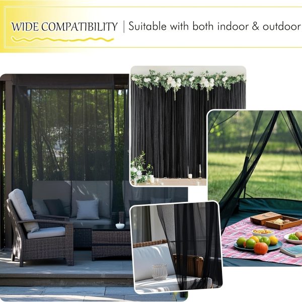 product-fancy-704ba568-091d-4e20-9d1d-a8d8a80a9590 Single-piece Outdoor Transparent Knitted Polyester Mosquito Net with Rod Pocket — Breathable Anti-mosquito Mesh, Suitable for Gazebos, Terraces, Gardens, and Pavilions — Design and Installation