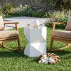 product-fancy-7080720b-888d-42ca-9382-39df19f89ade 17.9” Modern Polygonal Magnesium Oxide Side Table - Space-Saving /Outdoor Accent Table with Polished Cement Top & Magnesium Frame, Suitable for Living Room, Bedroom, Balcony - White/Black/Grey Geometric End Table or Plant Stand