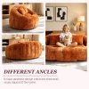 Oval Padded 2-Seat Beanbag Chairs, Upholstered Bean Bag Couch with 2 Pillows And Wrap-Around Backrest, Gaming Loveseat Sofa, Chenille Fabric Lazy Floor Beanbag Chair