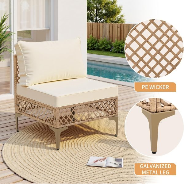product-fancy-70e2d93d-2208-4593-aa37-345348dbfcea 7pcs Outdoor Wicker Patio Furniture Set, Rattan Sectional Sofa with Cushions And Coffee Table, Suitable for Backyard, Poolside, Porch, Garden, Sectional Patio Furniture, Patio Table, Outdoor Table, L-shaped Patio Sofa Set