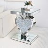 product-fancy-711a9a7a-e508-4002-9d07-5c4cd9672d14 Crushed Diamond Silvery Mirror Base Heart Shaped Side Table, Mirror Finish Decorative Table for Bedroom, Entryway, Living Room.Small Mirrored Coffee Table
