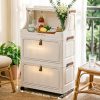 product-fancy-71211533-83f2-4f75-92a4-42c1e7027e6a 6/5/4/3-Tier Small Apartment Suitable for bar Cabinet, for bar Furniture Set Combination, Cream Foldable Rolling Storage Cabinet, Floor-Standing Stackable Organizer, Top Open Multi-Drawer Unit, Suitable for Bar, Coffee Corner, Kitchen, Living Room