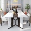 product-fancy-715f13fc-4e93-457a-8635-6f3928eff241 Waterproof and Scratch-Proof Dining Table - Luxurious 71-Inch Large Rectangular with Marble-Color Wood Top - Adjustable V-Shaped Legs for 4-7 People - Ideal for Family Dinners, Office, Kitchen, Living Room