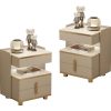 product-fancy-717e44ac-99bc-4f10-ad7a-7dac1c11a8ba Modern Marble-Top Nightstand with Golden Trim, 3-Drawer Beside Table with Open Shelf, Tempered Glass Countertop, Rounded Corners And Silent Slides for Bedroom, Luxury Minimalist Storage Cabinet 1/2pcs