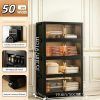 product-fancy-71b076ee-e250-4ca1-9f0d-12f26f74c563 No Assembly 2/3/4/5 Tier Foldable Stackable Storage Cabinet, 44.29 Inch Large Capacity Modular Organizer Box with Lid, Rolling Wheels & Magnetic Double Door, Space Saving Portable Multi-Layer Storage Unit, Easy Setup Household Storage Container