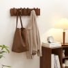 Modern Walnut Wooden, with 4/6/8/10/12 Hooks, Coat Rack, Hooks, Wall Mounted, Accordion, Entryway, Bedroom, Bathroom, Solid Wood, Smooth Polishing, Stable Adhere, Holds 22 Lbs, Floating Shelves