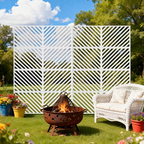Outdoor Privacy Screen | Freestanding Rustproof Iron Fence Panel For Patio, Garden, Balcony, Ac Unit Cover, Trash Can, Modern Decorative Divider By Mophoto