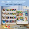 product-fancy-7216c65b-ee7a-41b8-98ff-335ea2fe1f83 2in 1 Kids Bookshelf And Child Storage Organizer with 12 Bins And 4 Tier Book Shelf for Playroom, Classroom, Nursery Room, Bedroom, Kindergarten, School, Perfect Gift for Christmas, Halloween, Thanksgiving, Easy to Installation, Space Saving