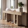 OMCHOM 70.9" Long Console Table with Storage Shelves, Modern Oval Entryway Table, Thick Heavy Duty Narrow Sofa Table with Storage, Accent Table for Behind Couch Living Room Hallway Foyer, Natural Wood