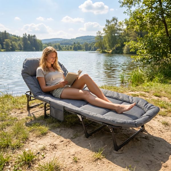 product-fancy-7251a9be-72a8-4224-8586-963493e80a3d Comfortable Cotton Padded Integrated Bed, Skeleton Cotton Padded Integrated Guest Bed, 70.8-inch Folding Bed with Mattress, Camping Bed, Portable Guest Bed, Load-bearing Capacity Of 400 Pounds, Gray One Pack, Suitable for Gifts