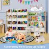 product-fancy-72565380-c0fb-413e-bd72-f43b142f316d 2in 1 Kids Bookshelf And Child Storage Organizer with 12 Bins And 4 Tier Book Shelf for Playroom, Classroom, Nursery Room, Bedroom, Kindergarten, School, Perfect Gift for Christmas, Halloween, Thanksgiving, Easy to Installation, Space Saving