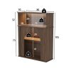 product-fancy-729551ef-6e34-4871-b6c7-4458eaa1f998 Contemporary Storage Unit Featuring Two Shelves And One Compartment, a Display Cabinet with a Glass Door, a Bookshelf with Sleek Handles, Suitable for The Living Room, Office, And Entryway, Stylishly Designed in Brown