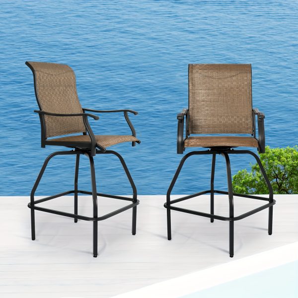 product-fancy-729f2fca-f05e-45e5-95d4-589adb7665e3 2/3/5pcs Patio Bar Set, 360° Swivel Bar Stools, Outdoor Bistro Furniture with High-Density Textilene Fabric & Heavy Duty Metal Frame, High Top Table And Chair Set for Balcony, Poolside, Garden & Backyard