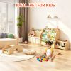 product-fancy-72a065ed-5eed-4432-89e8-d82181cca891 Triple Combination And Book Storage Organizer With Wheels - 5-tier Bookshelf + Mobile Storage Cart With Hidden Drawers, Space-saving Wooden Storage Cabinet, Suitable For Bedrooms, Playrooms, And Nurseries.