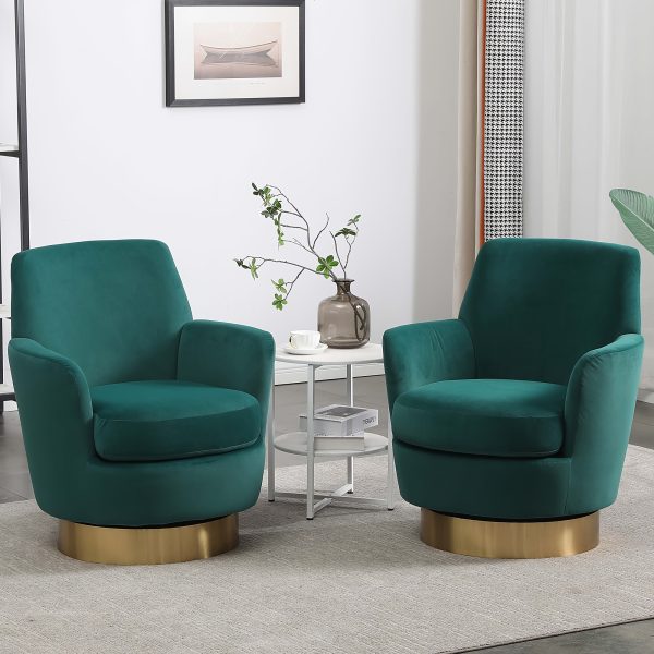 product-fancy-72b6cd2a-ee90-4b4a-a177-d11127328341 360° Rotatable Bedroom Comfort Cinema Chair with Golden Stainless Steel Base Circular Bar Stool ( Set Of Two)