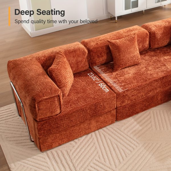 product-fancy-72c779b7-bf50-49eb-af71-303f19a34850 KERDOM Chenille Oversized Sleeper Sofa Couch, 170 Inches Extra Long Convertible 3-4 Person Pull-Out Sofa Bed, Sectional Convertible Corner Sofa, Combination Spliced Block Sofa Side Table