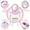 product-fancy-72eca5a5-b101-44d2-83cc-c3b2825d219f Kids Vanity Set - Princess Deluxe Vanity Table Set 2-in-1 Wooden Writing Desk & Stool, Mirror & Drawer, Perfect for Kids' Pretend Play, Developing Creativity And Fine Motor Skills, Durable Construction, Easy to Assemble, Best for Girls Christmas Gift