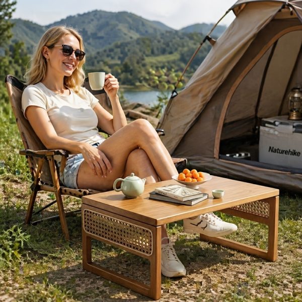 product-fancy-72ed40b5-c891-412f-a43b-57ee9e15d7a7 Foldable Bamboo Picnic Table - Portable Patio/Garden Coffee Table, Suitable for Backyards, Patios, And Balconies. Lightweight, Low Camping Coffee Table. A Must-Have for Spring Easter Garden Parties. Compact Floor Table with No Installation Required