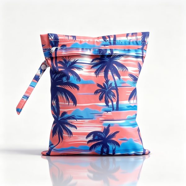product-fancy-72f4634e-22a8-41a0-92a0-96c0c2b0fe7d Reusable Wet Storage Bag with Tropical Palm Print Pattern, Designed for Diaper Storage. Dimensions: 9.84in*12.2in. Perfect for Storing Swimwear, Travel Essentials, Beach Items, and Pool Supplies. Ideal for Themed Gifts and Holiday Presents