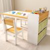 product-fancy-73057ebf-412e-40d9-bcc4-5986231ddce3 Children's Folding Art Desk & Chair Set with Storage Box & Tissue Holder - Wooden Table and Chair Suitable for, Assembly Compact Folding for Room, Playroom, Learning Table
