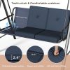 product-fancy-73075d59-8fe8-4628-88ca-7e781ffdb721 3-Seat Porch Swing Chair with Stand - Convertible to Adult Swing Bed, Adjustable UV-Protected Canopy & Thick Cushion, 750lbs, Flat Bed (Red/Blue/Dark Gray) for Porch, Backyard, Garden & Balcony