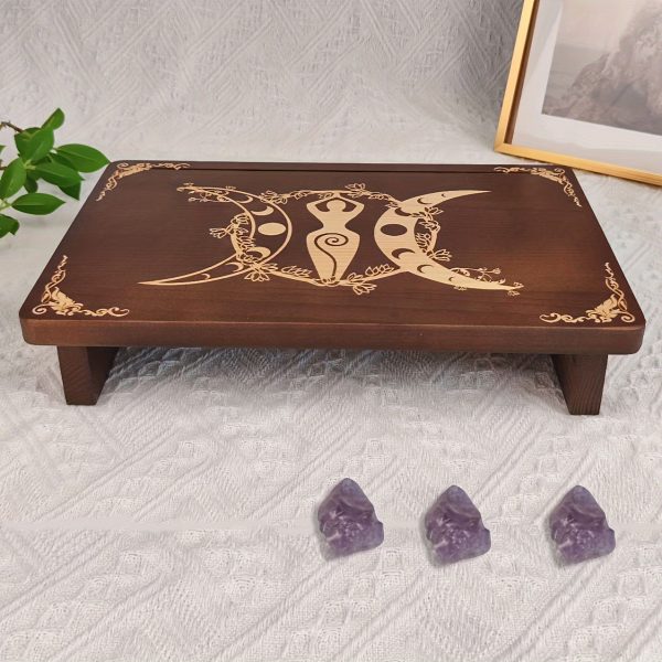product-fancy-73166232-948e-440a-910f-1025dd9c94d3 Wooden Altar Table with Card Holder, Meditation Table, Altar Table, Wooden Witch Altar, Wiccan Alter Table, Shrine