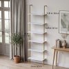product-fancy-7343b507-876b-48f1-810c-3c777aba12ab 6 Tier Industrial Wall Mounted Shelves, White Faux Marble Floating Shelves, Open Storage Display Plant Rack for Living Room Kitchen Bedroom Office
