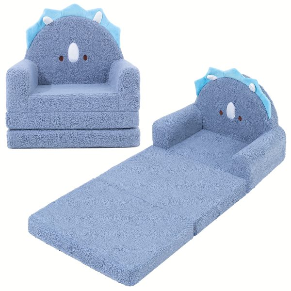 product-fancy-73aed597-e75b-49cb-babb-30beec27bb85 Kids Sofa 2-in-1 Convertible Kids Couch Fold Out Lounger Soft Sherpa Kids Chair High-Density Foam Sofa Cute Brown Bear Playroom Nursery Furniture for Boys Girls Room Decor
