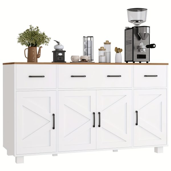 product-fancy-73e3e633-57c9-4581-af19-b3e2a0afb440 55" Modern Farmhouse Sideboard Buffet Cabinet with Storage, 3 Drawers & 4 Doors, Ideal for Kitchen And Dining Room, Kitchen Decor