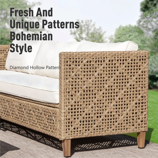 [Boho Wicker Patio Set] 1/2 Packages Shipping MixPatio Boho Wicker Patio Furniture Sofa Set, 3/6 Seaters, Outdoor Rattan Sectional Sets Conversation Set - Weather-Resistant, With Dual Storage Coffee Table for Garden, Patio & Deck