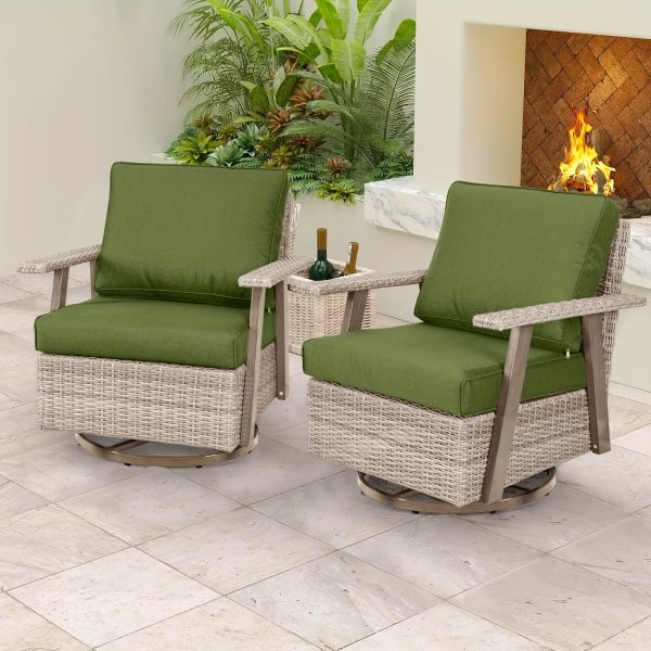 product-fancy-743cb4d8-92d4-46ea-b45a-611f310c0438 2pcs Oversized Outdoor 360°Swivel Rocker Patio Chairs Set, 2pcs Oversized Rocking Chair, Outdoor Swivel Rocking Glider Chairs Set Of 2, PE Wicker Rattan Outdoor Patio Swivel Rocking Furniture Set for Garden Porch