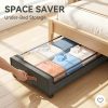 1/2 Pack Of Wheeled Under Bed Storage Box, Under Bed Storage Box, Under Bed Shoe Rack Organizer, Metal Drawer Under Wheel Bed for Clothes, Blankets, Shoes,, Books, Bedding, Under-Bed Storage
