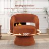 360 Degree Swivel Barrel Chair Modern Velvet Accent Chair Comfy Round Armchair Swivel Accent Chair for Living Room Orange