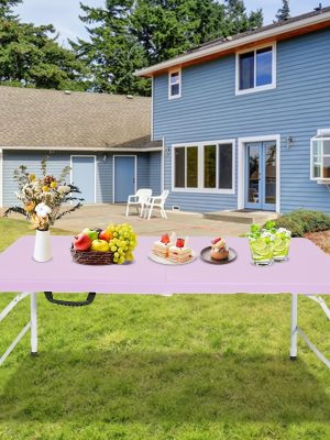 [Portable Picnic Table] Folding Table Purple Yellow Bule Portable Plastic Picnic Dining Table Fold-in-Half for Camp Party Kitchen Indoor Outdoor 4ft