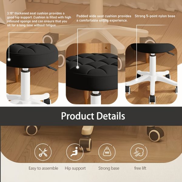 Super Soft Seat Cushion,360° Swive,Height Adjustability,New Upgraded Stool Salon Stool Chair