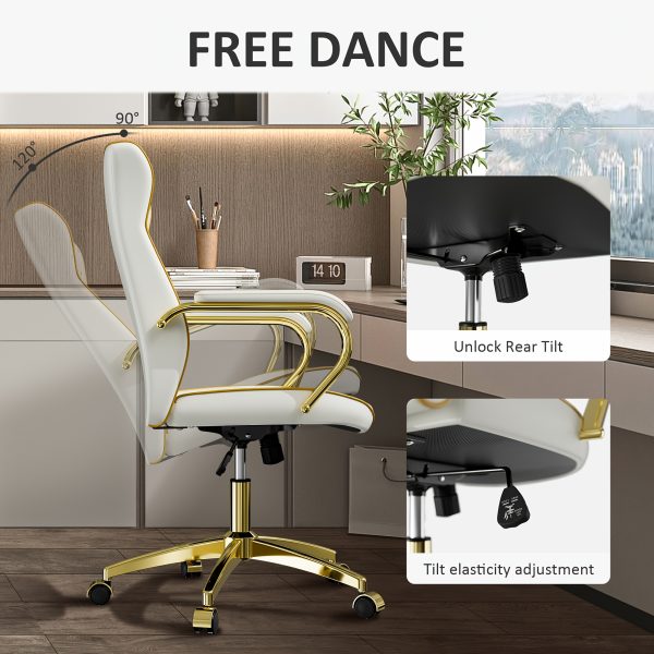 product-fancy-74f20357-0c65-4dec-aa3c-dea4a07964d3 Executive High Back Office Chair With Tufted Design, Ergonomic Computer Desk Chair With Padded Armrests, Faux Leather Task Chair With Golden Metal Frame
