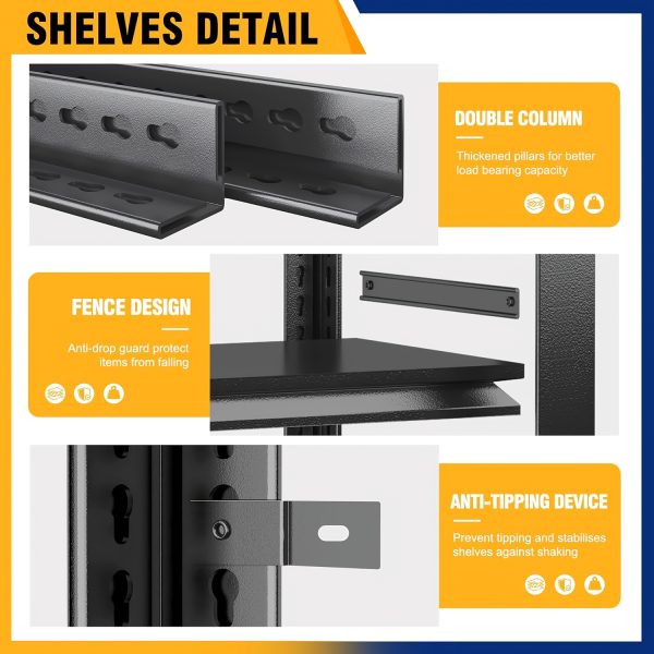 product-fancy-74fcbc08-00bb-4c82-84fe-09b91cf58348 72''H 5-Tier Metal Bookshelf, Freestanding Heavy Duty Storage Shelving Unit, Industrial Metal Frame Book Organizer Rack, Display Shelf for Home Office Bedroom Living Room Kitchen Garage Corner Organization