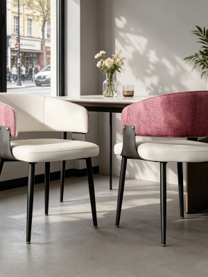 AESOME Mid-Century Dining Chairs Set of 2 Crocodile-Textured Back Upholstered Kitchen Chairs for Living Room Lounge, Luxury Microfiber Faux Leather Dining Room Chair, Easy Assembly (Chairs Solely)