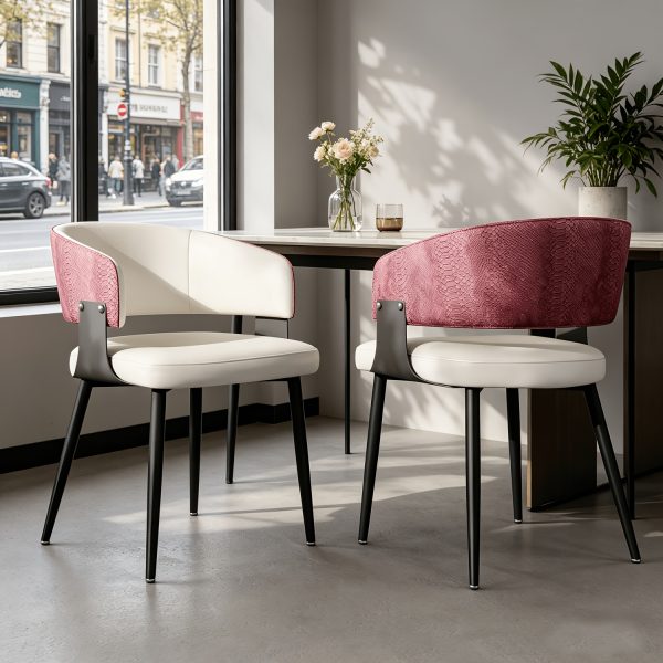 product-fancy-7542f6fb-6bc6-4744-ad6c-9ce76135e7b5 AESOME Mid-Century Dining Chairs Set of 2 Crocodile-Textured Back Upholstered Kitchen Chairs for Living Room Lounge, Luxury Microfiber Faux Leather Dining Room Chair, Easy Assembly (Chairs Solely)