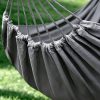 product-fancy-757820fb-32f6-40b4-b20a-0b2ee9cd0029 1pc Patio/Outdoor Hammock with Support Pole, Sturdy Dark Gray Fabric Hammock with Anti-Tip Design, Durable with Tie-Down Ropes - Ideal for Relaxing in the Patio, Outdoors, Indoors, and Camping, for Outdoor Hammock Use