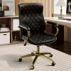 product-fancy-75bae583-dfa8-4abc-b8ba-ed4114482a54 Executive High Back Office Chair With Tufted Design, Ergonomic Computer Desk Chair With Padded Armrests, Faux Leather Task Chair With Golden Metal Frame