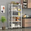 product-fancy-75bfa595-450d-43a0-8e5a-cc57580e6a41 Office Bookshelf Shelving Unit, 3/4/5-Tier Unassembled Storage Rack, Equipped with Wheeled Multi-Layer Storage Shelves, Portable Floor-Standing Versatile Miscellaneous Storage Rack