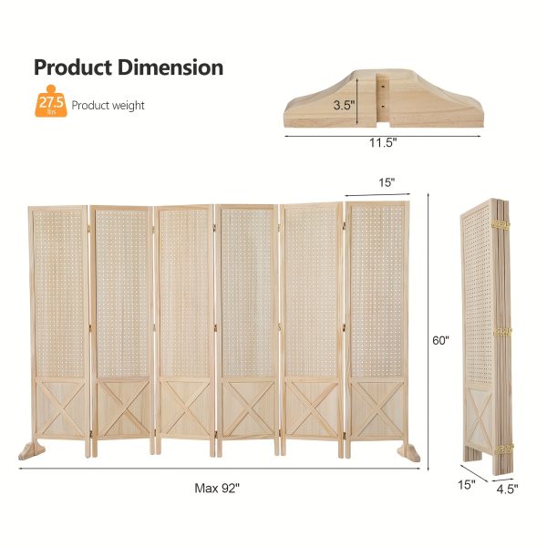 Bonnlo & MDF Freestanding Pegboard Room Divider - Folding Privacy Screen with Wood Panel Partition, Lightweight Space Separator Suitable for, Office, Events, Retail Display